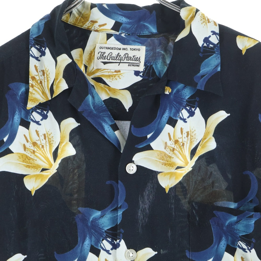 WACKO MARIA(ワコマリア) 17SS CHOOSE別注 FLOWER ALOHA S/S SHIRT アロハシャツ ハワイアンシャツ 百合 ブラック 17SS-WMGP-CHOOSE-HI01