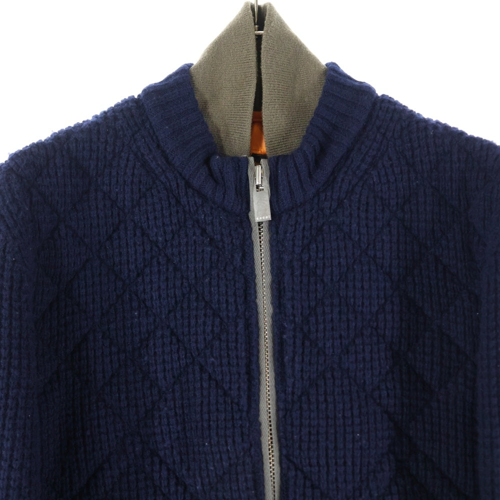 Sacai(サカイ) 16AW Quilt Knit Wool Blouson キルティング ウールニットドッキング ジャケット ブルゾン カーキ/ネイビー 16-01097M