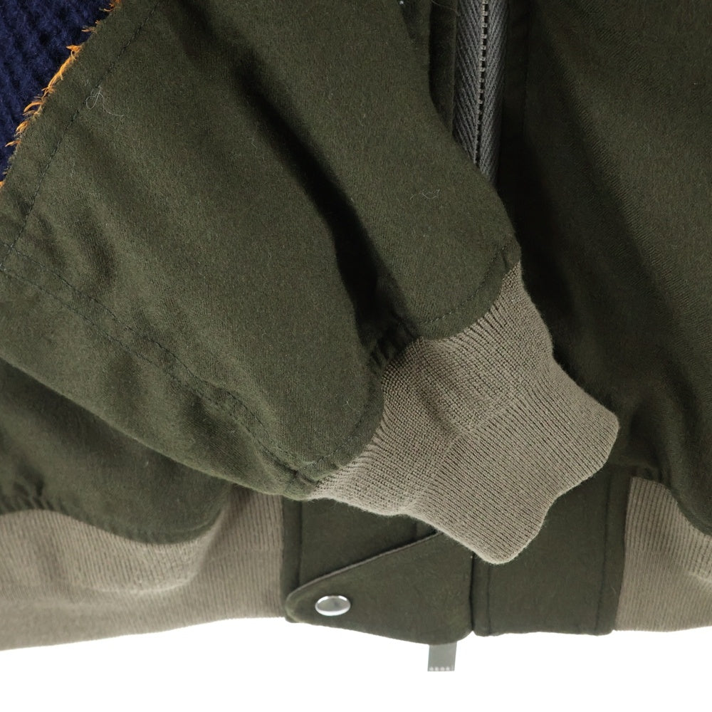 Sacai(サカイ) 16AW Quilt Knit Wool Blouson キルティング ウールニットドッキング ジャケット ブルゾン カーキ/ネイビー 16-01097M