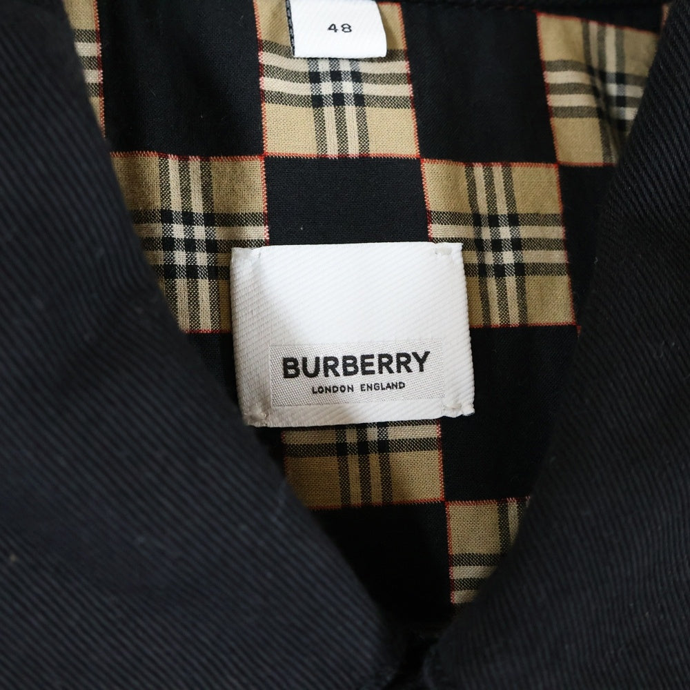 BURBERRY(バーバリー) 裏地ノバチェック ラバーロゴデザイン デニム トラッカージャケット ブラック 8029718