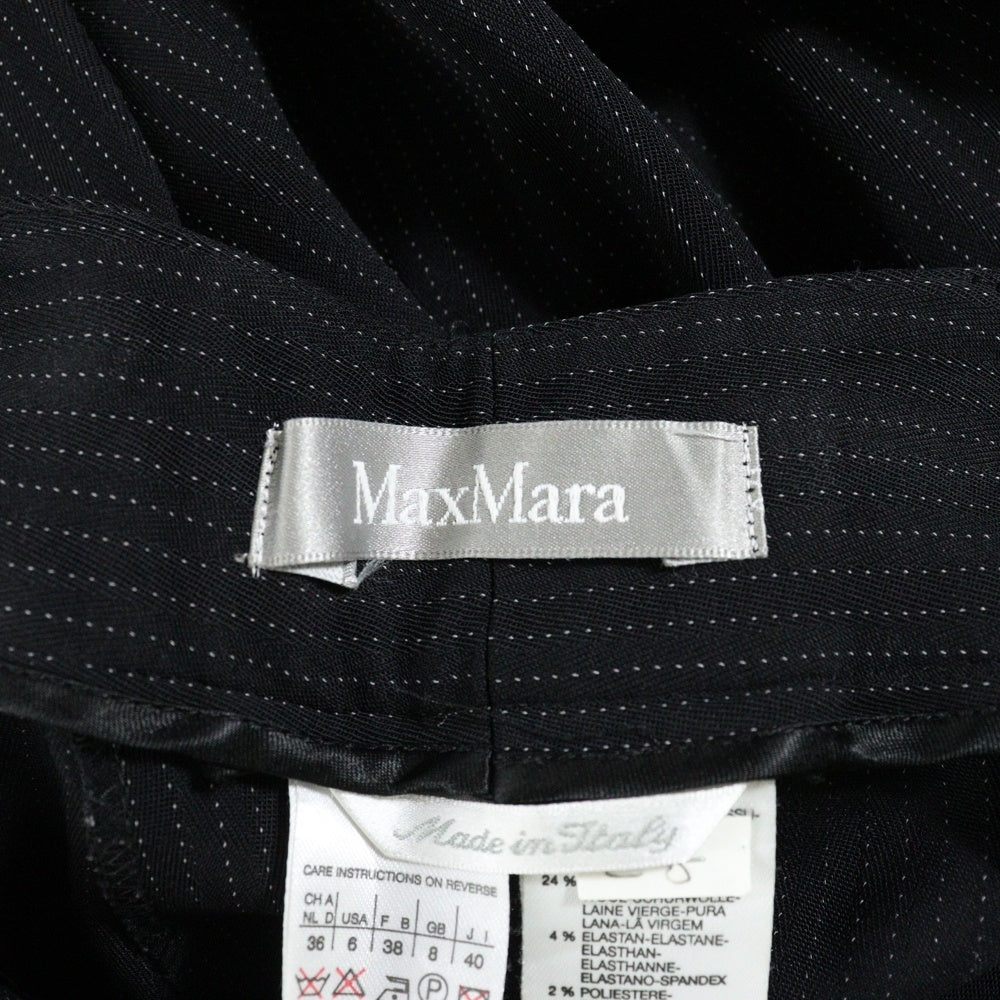 Max Mara(マックスマーラ) ピンストライプ セットアップ スーツ ピークドラペル 2B ジャケット スラックス パンツ レディース ブラック