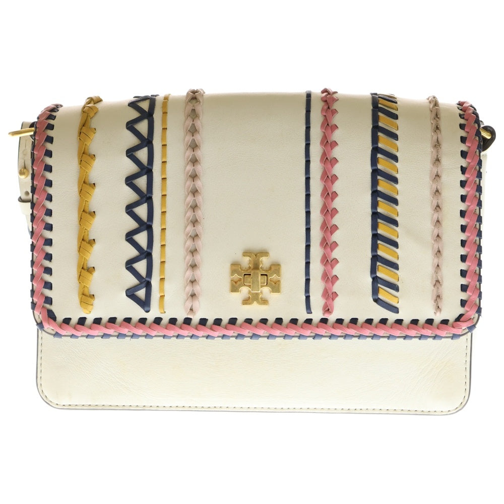 TORY BURCH(トリー バーチ) WHIP STITCH CLUTCH ウィップステッチ クラッチ レザー チェーンショルダーバック ホワイト レディース 48410