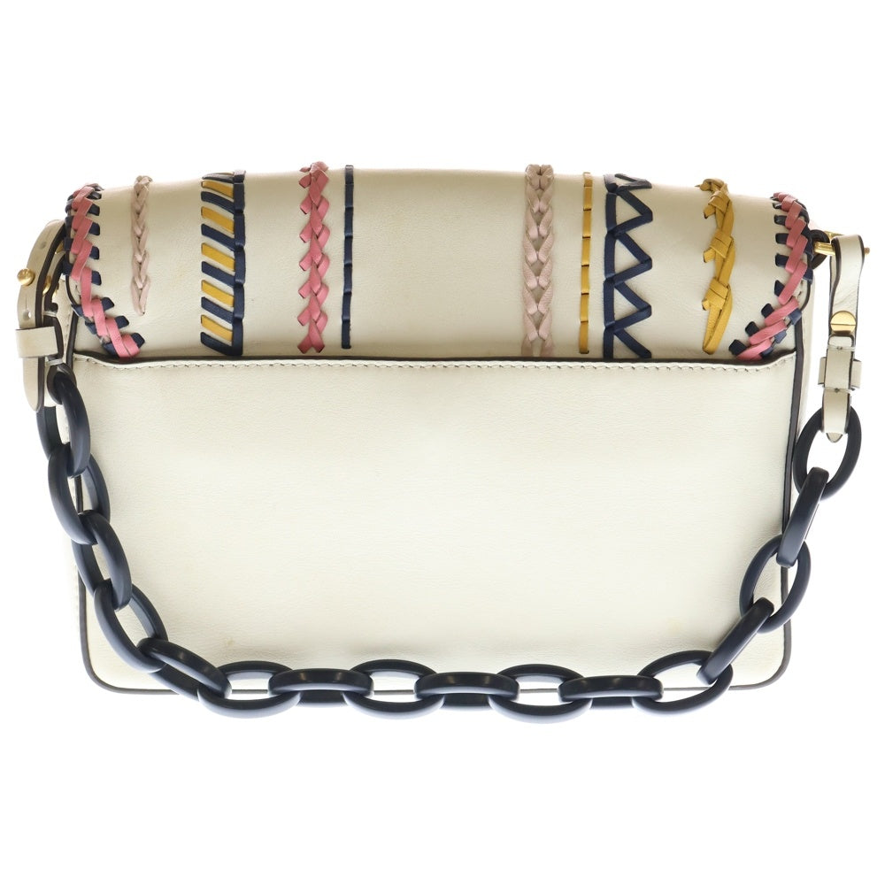 TORY BURCH(トリー バーチ) WHIP STITCH CLUTCH ウィップステッチ クラッチ レザー チェーンショルダーバック ホワイト レディース 48410