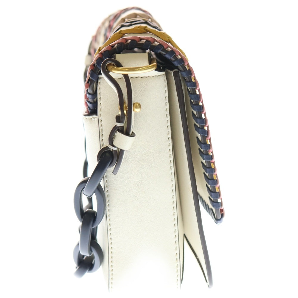 TORY BURCH(トリー バーチ) WHIP STITCH CLUTCH ウィップステッチ クラッチ レザー チェーンショルダーバック ホワイト レディース 48410