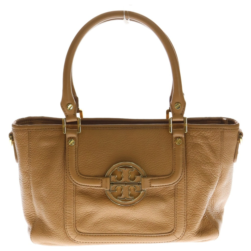 TORY BURCH(トリー バーチ) ゴールドプレート ジッパード 2WAYショルダー ハンドバック ブラウン レディース HSP037-12-13