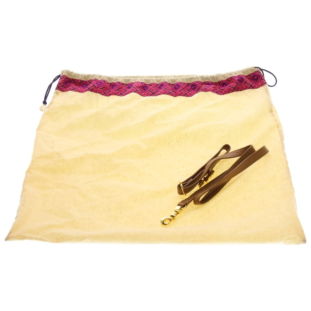 TORY BURCH(トリー バーチ) ゴールドプレート ジッパード 2WAYショルダー ハンドバック ブラウン レディース HSP037-12-13