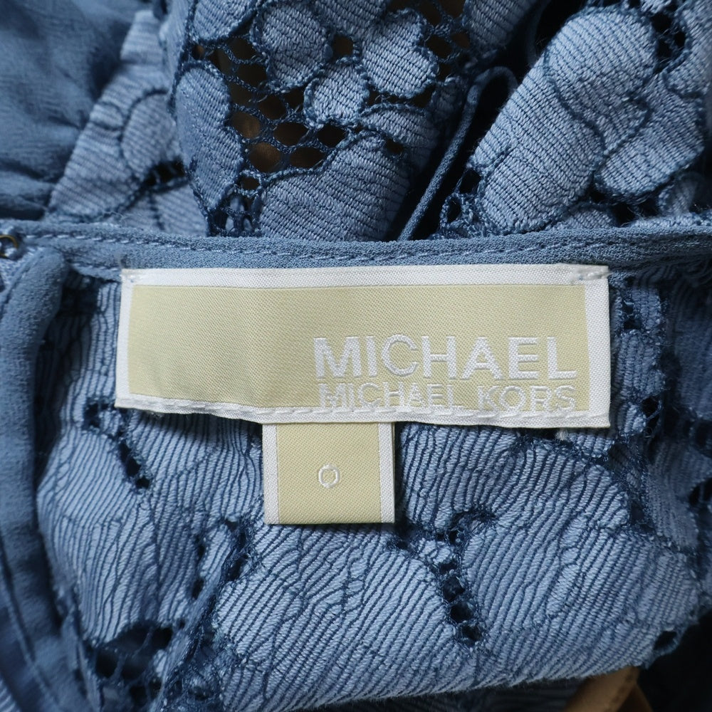 MICHAEL KORS(マイケルコース) CORDED LACE RUFFLED DRESS コードレス フリル フラワーパターン ドレス ワンピース ネイビー レディース MS08ZLLDXS
