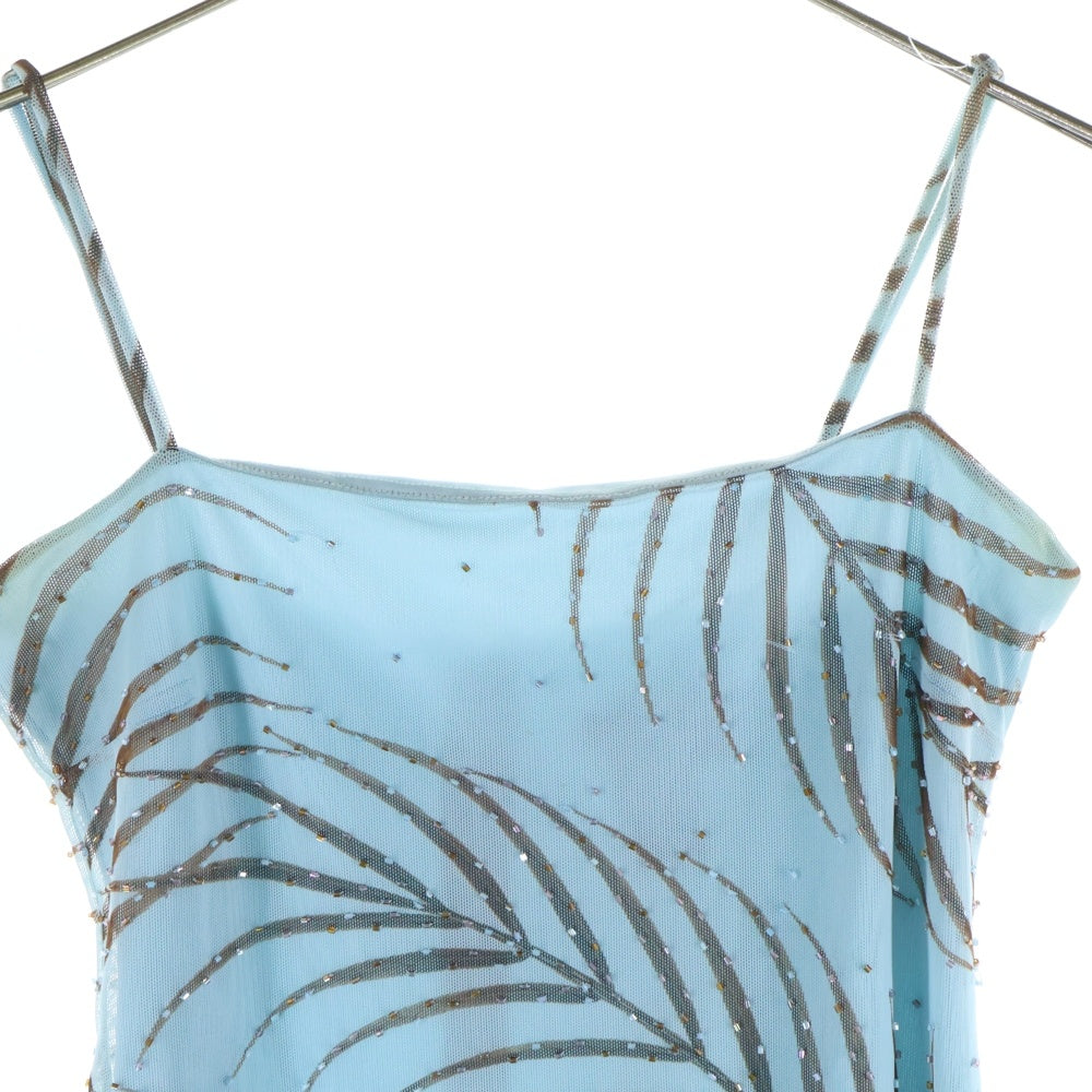 BCBGMAXAZRIA(ビーシービージーマックスアズリア) ビーズデザイン キャミソール ドレス ワンピース ブルー/ブラウン レディース PLM60159