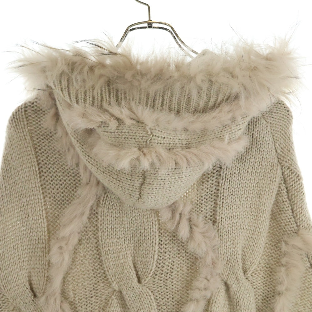 BARNEYS NEWYORK(バーニーズ ニューヨーク) ファーフーデット ボタンダウン 二ットカーディガン レディース