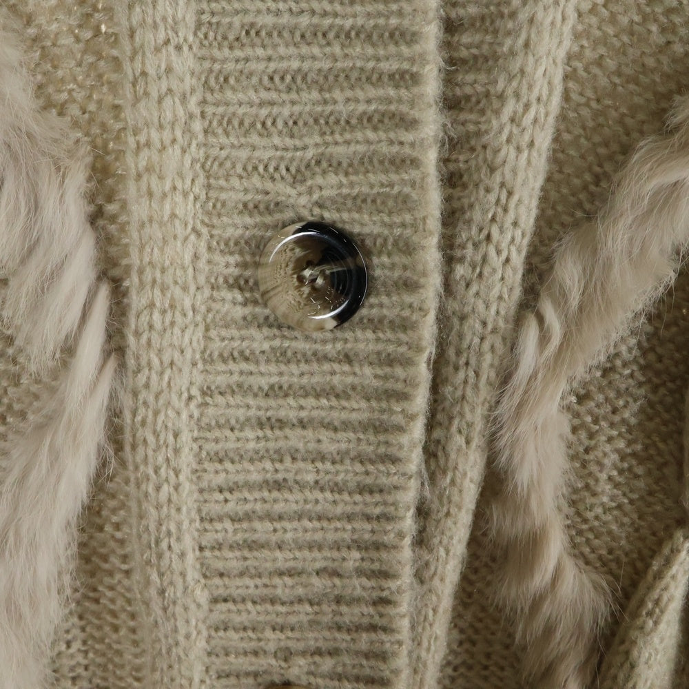 BARNEYS NEWYORK(バーニーズ ニューヨーク) ファーフーデット ボタンダウン 二ットカーディガン レディース