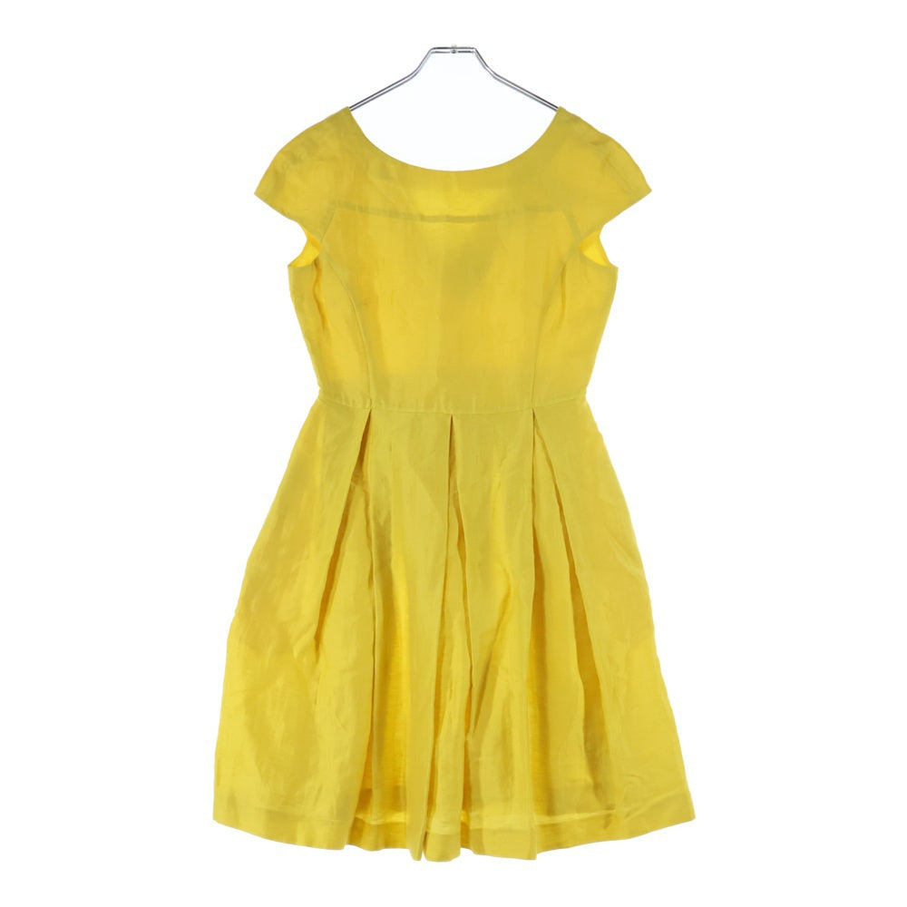 新品　マックスマーラ　MaxMara 綿麻　ノースリーブワンピース　イエロー　M Max Mara(マックスマーラ) ノースリーブ コットン フレア ワンピース