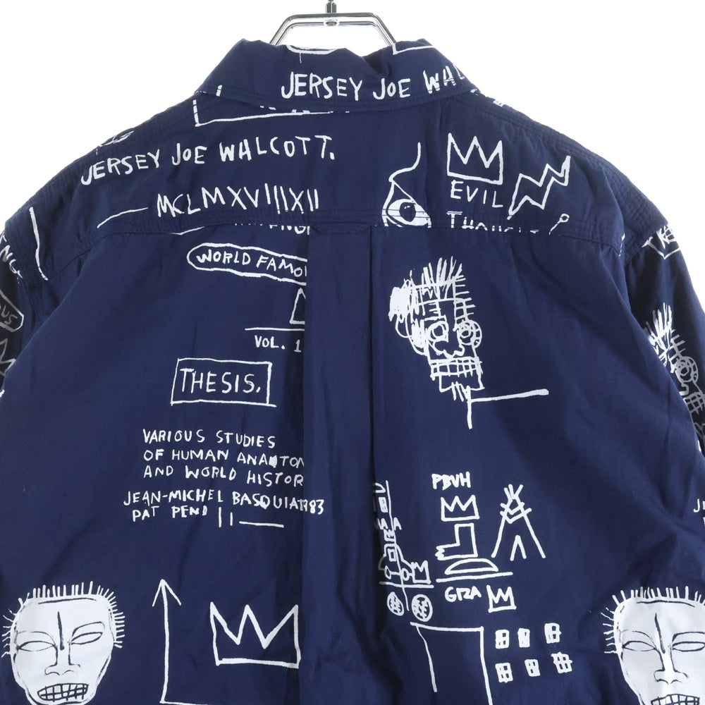 COMME des GARCONS JUNYA WATANABE MAN(コムデギャルソンジュンヤワタナベマン) 23SS AD2022 ×Jean-Michel Basquiat バスキア グラフィティ総柄 長袖シャツ ネイビー WK-B010