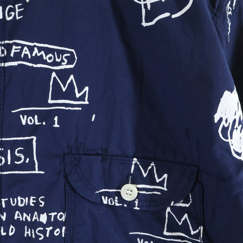 COMME des GARCONS JUNYA WATANABE MAN(コムデギャルソンジュンヤワタナベマン) 23SS AD2022 ×Jean-Michel Basquiat バスキア グラフィティ総柄 長袖シャツ ネイビー WK-B010