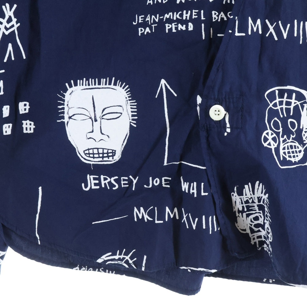 COMME des GARCONS JUNYA WATANABE MAN(コムデギャルソンジュンヤワタナベマン) 23SS AD2022 ×Jean-Michel Basquiat バスキア グラフィティ総柄 長袖シャツ ネイビー WK-B010