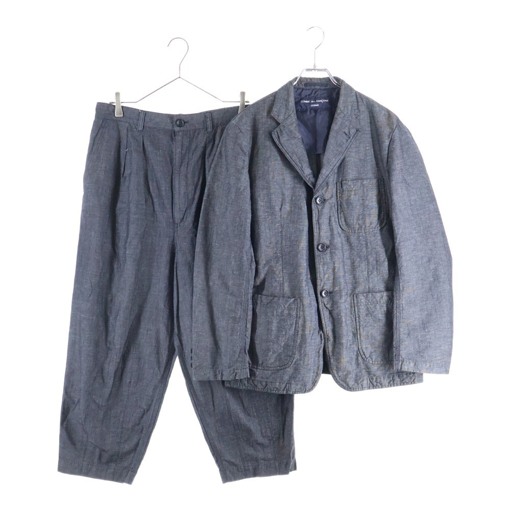 COMME des GARCONS HOMME(コムデギャルソンオム) 20SS AD2019 セットアップ スーツ リネン混 3B テーラードジャケット 2タック テーパードパンツ グレー HE-J025/HE-P030