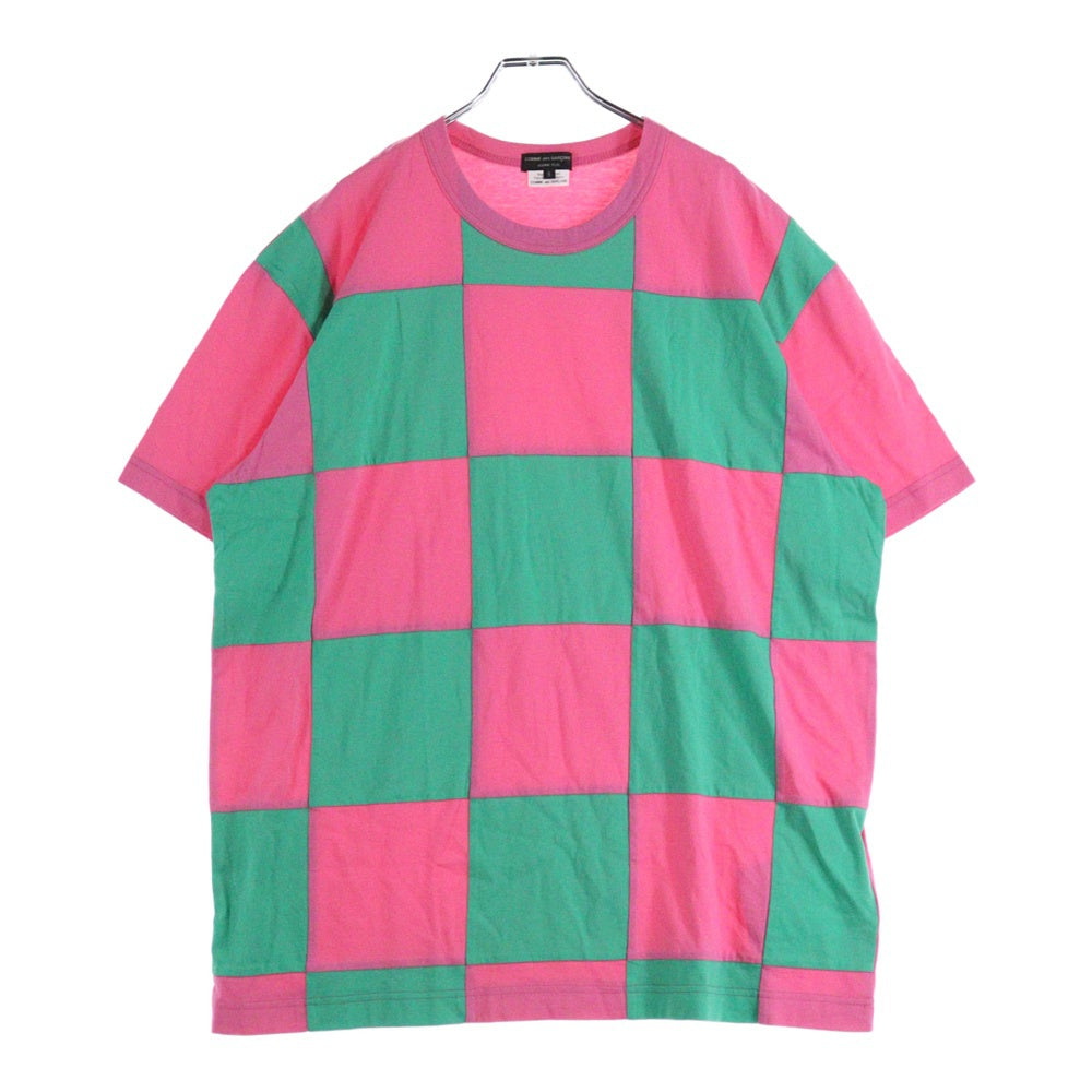 COMME des GARCONS HOMME PLUS(コムデギャルソンオムプリュス) 25SS AD2024 パッチワーク 半袖カットソー Tシャツ グリーン/ピンク PO-T005