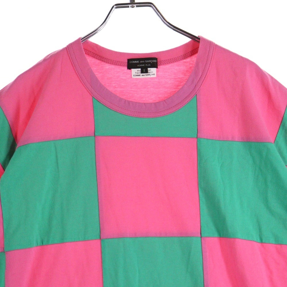 COMME des GARCONS HOMME PLUS(コムデギャルソンオムプリュス) 25SS AD2024 パッチワーク 半袖カットソー Tシャツ グリーン/ピンク PO-T005