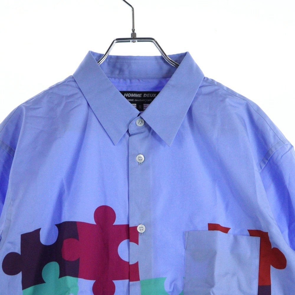 COMME des GARCONS HOMME DEUX(コムデギャルソン オムドゥ) 24SS AD2023 パズル プリント 長袖 シャツ ブルー DM‐B041