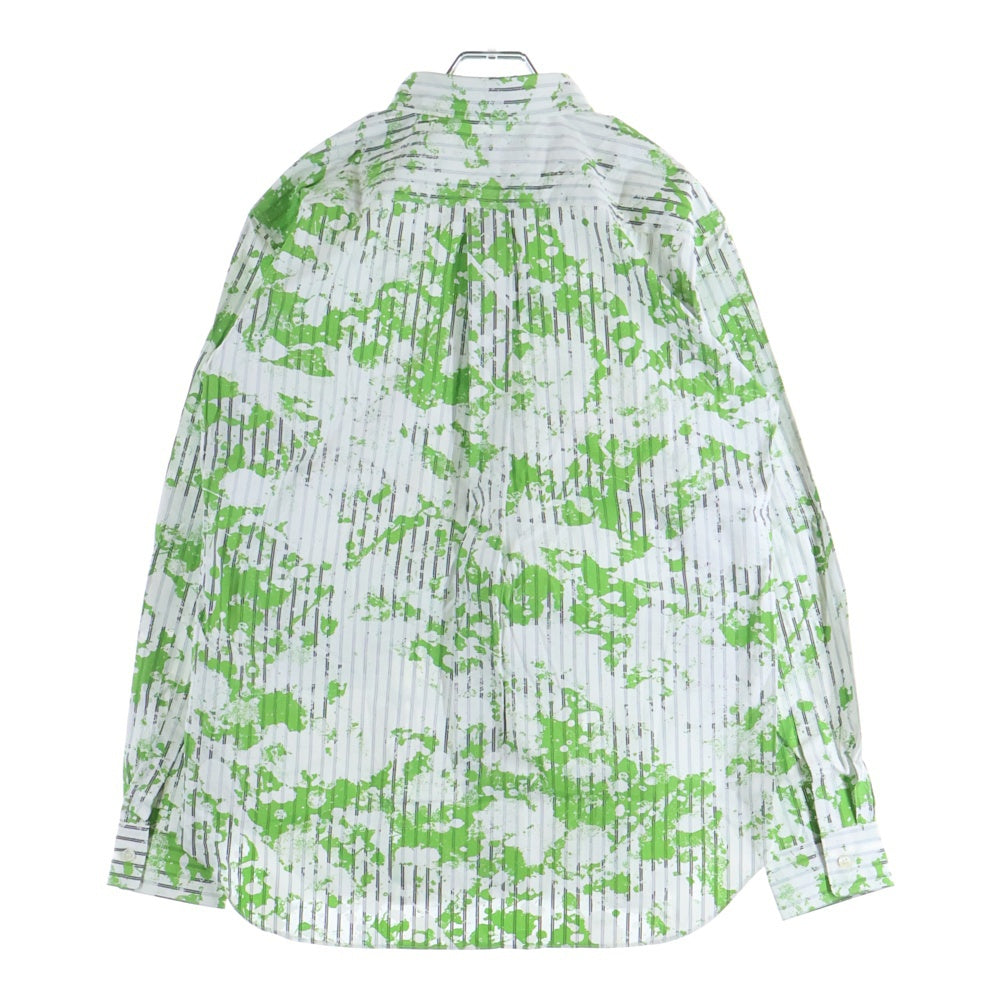 COMME des GARCONS HOMME DEUX(コムデギャルソン オムドゥ) 24AW AD2024 ペイント デザイン ストライプ 長袖 シャツ グリーン DN-B055