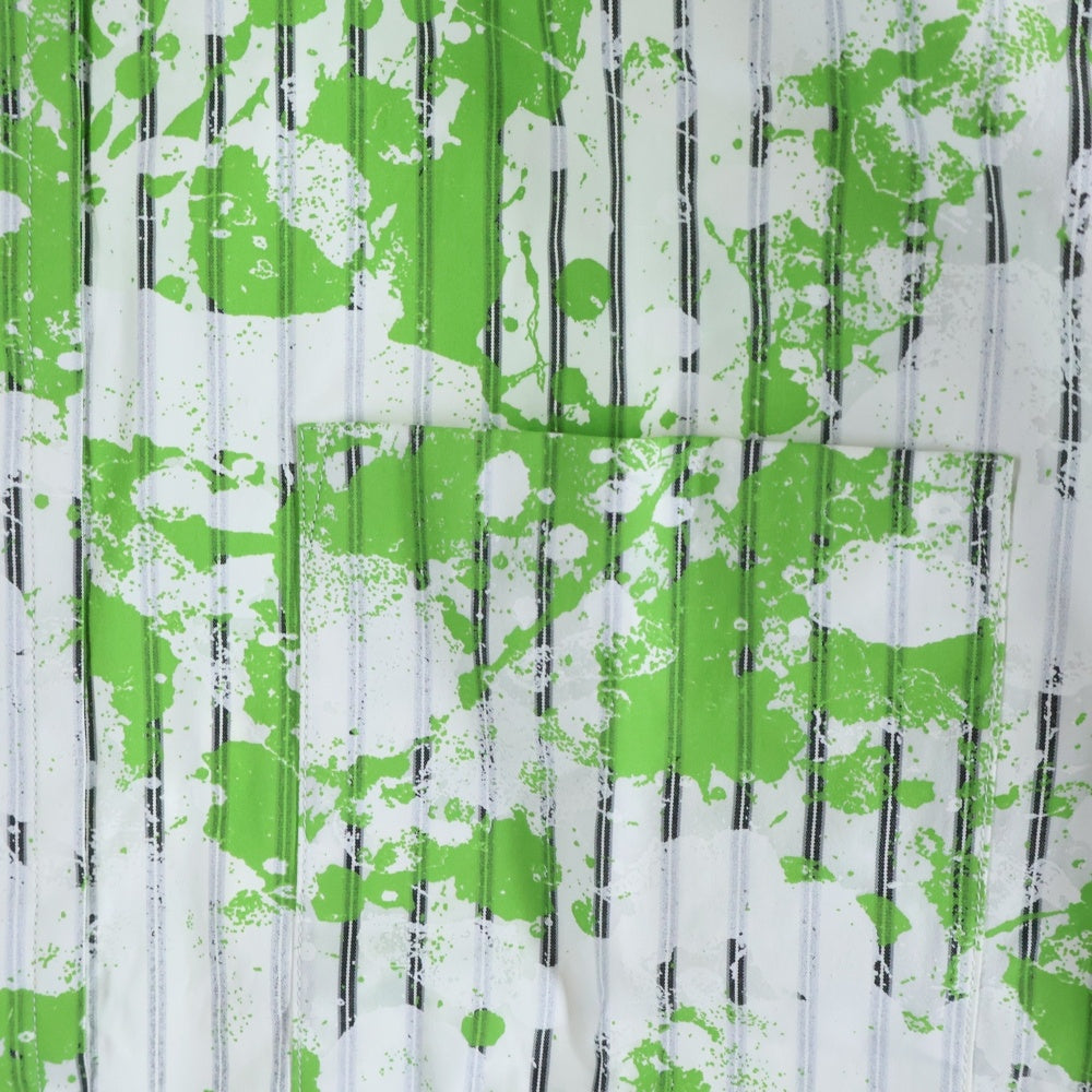 COMME des GARCONS HOMME DEUX(コムデギャルソン オムドゥ) 24AW AD2024 ペイント デザイン ストライプ 長袖 シャツ グリーン DN-B055