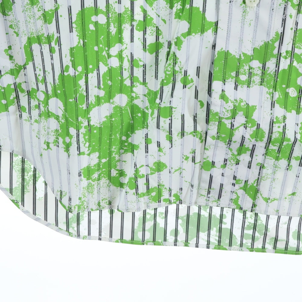 COMME des GARCONS HOMME DEUX(コムデギャルソン オムドゥ) 24AW AD2024 ペイント デザイン ストライプ 長袖 シャツ グリーン DN-B055