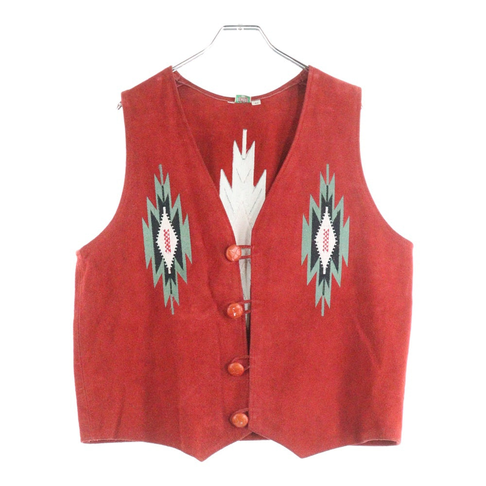VINTAGE(ヴィンテージ) DE MODE デ モード チマヨ刺繍 スエードベスト レッド