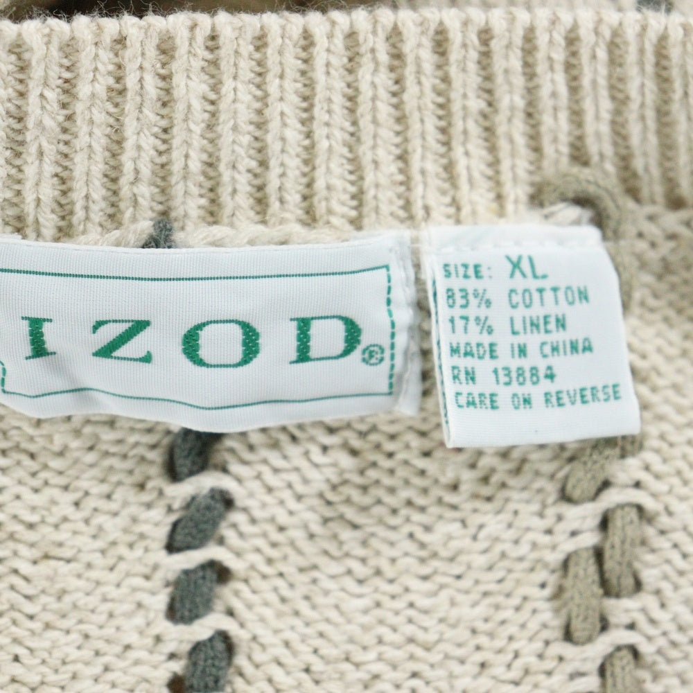 IZOD(アイゾット) コットンリネン Vネック ニット セーター アイボリー