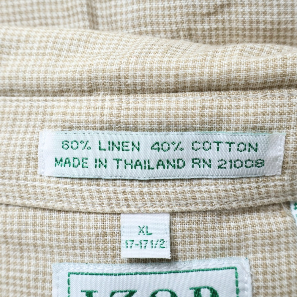 IZOD(アイゾッド) コットンリネン ボタンダウン 半袖シャツ ベージュ
