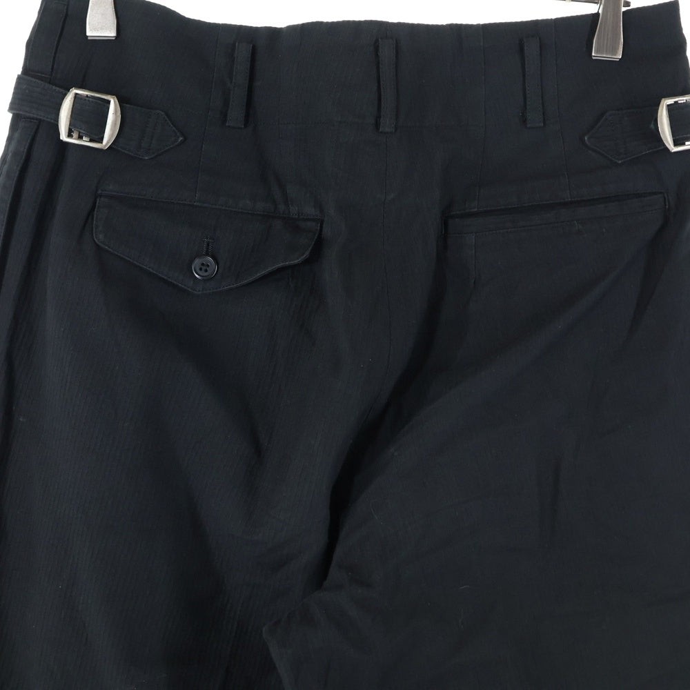 Y's for men(ワイズフォーメン) 90S ストライプデザイン サイドアジャスター コットン ツータックパンツ ブラック MP-P05-019