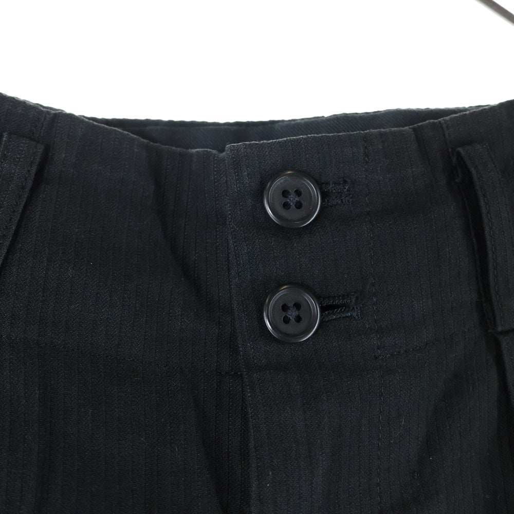 Y's for men(ワイズフォーメン) 90S ストライプデザイン サイドアジャスター コットン ツータックパンツ ブラック MP-P05-019