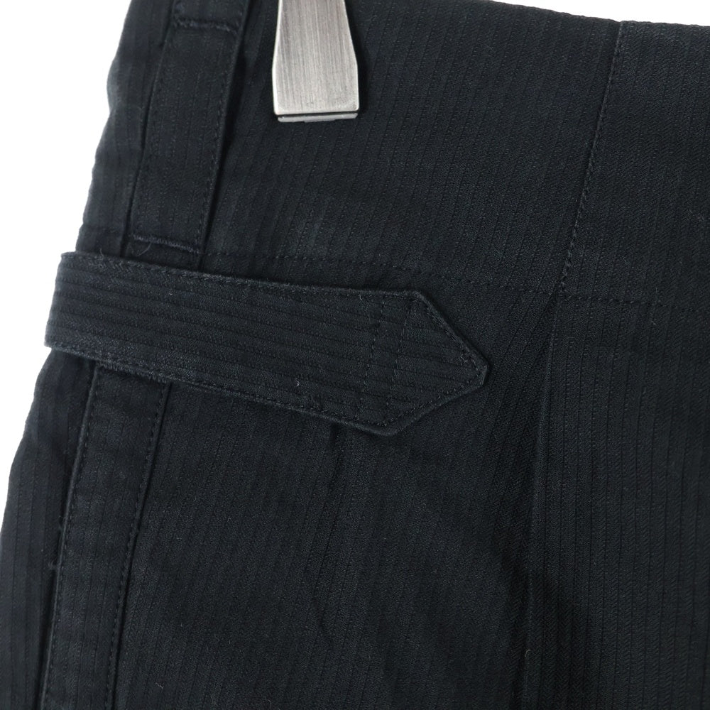 Y's for men(ワイズフォーメン) 90S ストライプデザイン サイドアジャスター コットン ツータックパンツ ブラック MP-P05-019