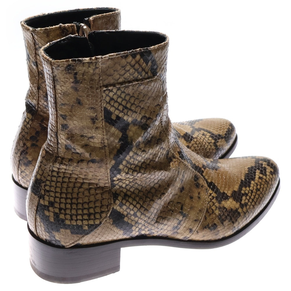 N21 numero ventuno(ヌメロ ヴェントゥーノ) DIAMONT LUX パイソン柄 サイドジップ レザーヒールブーツ ブラウン 0047M001