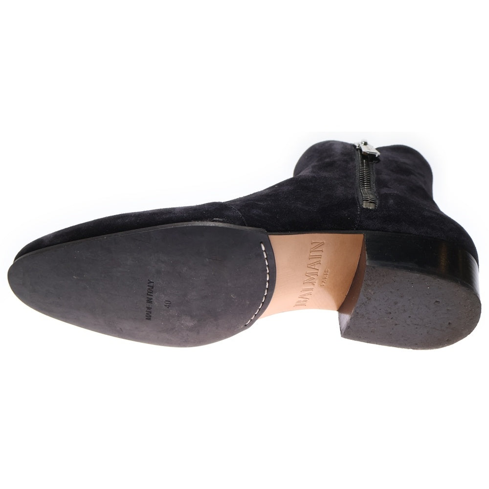 BALMAIN(バルマン) SUEDE BOOTS ダブルサイドジップ スエード ヒールブーツ ブラック W8HC306PCRO