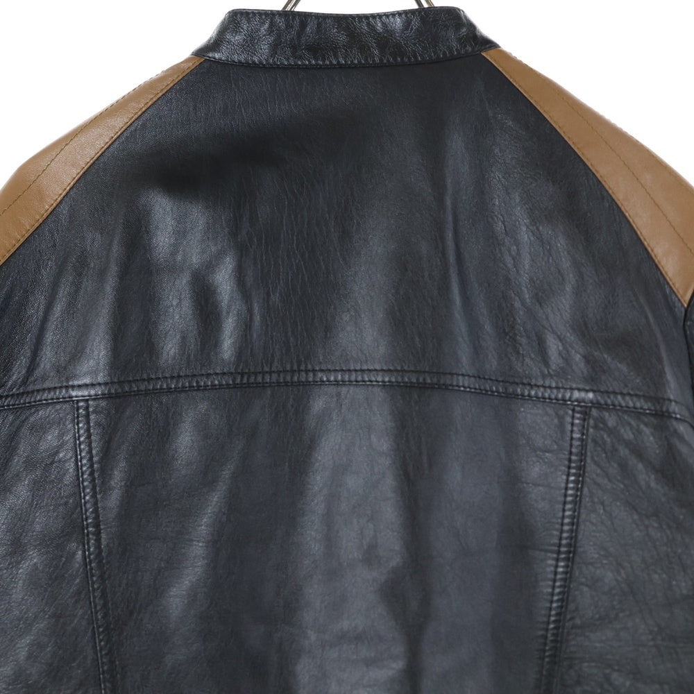 CELINE(セリーヌ) 20AW CAFE RACER JACKET カフェレーサー バイカラー レザージャケット ブラック/ブラウン 2E744280D