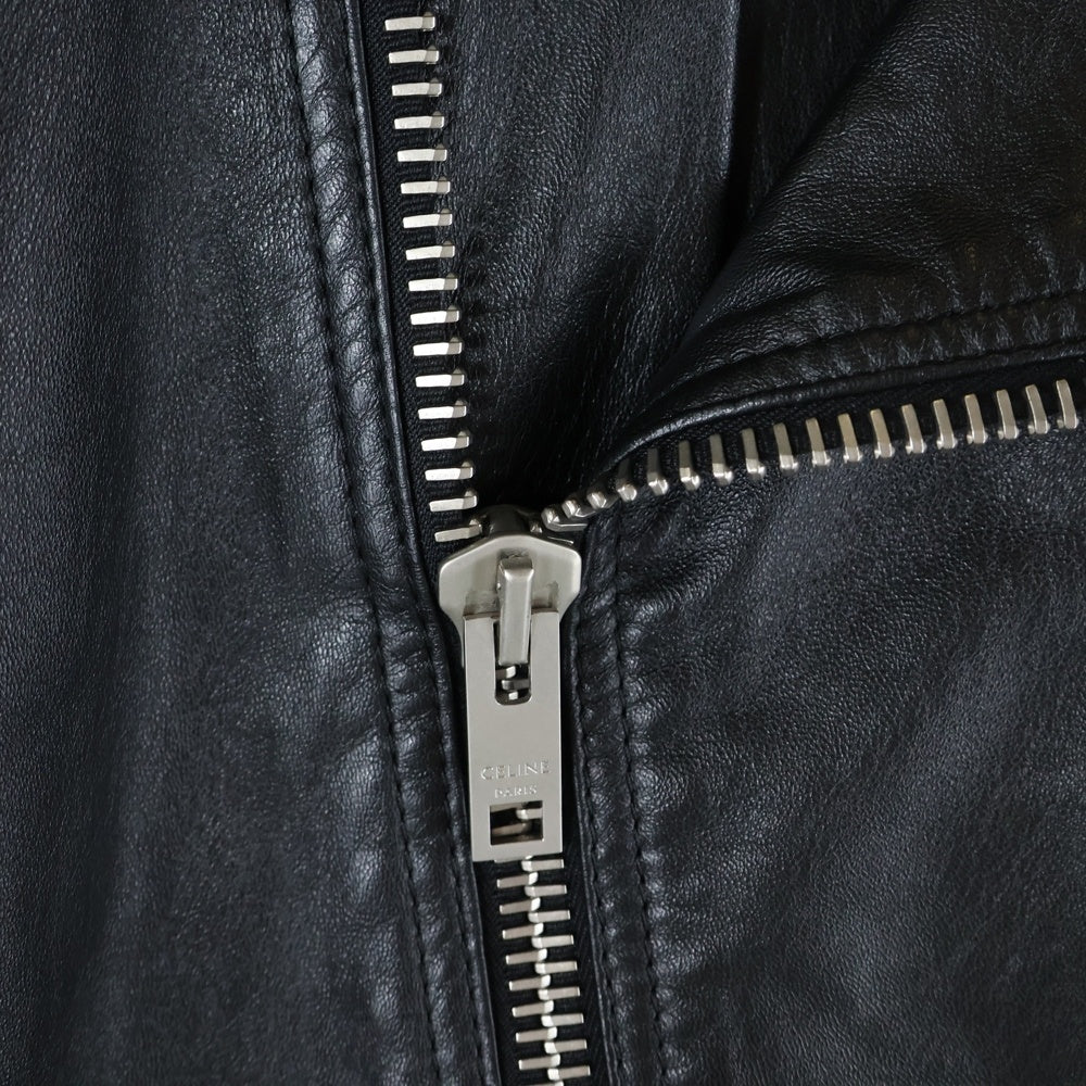 CELINE(セリーヌ) 20AW CAFE RACER JACKET カフェレーサー バイカラー レザージャケット ブラック/ブラウン 2E744280D
