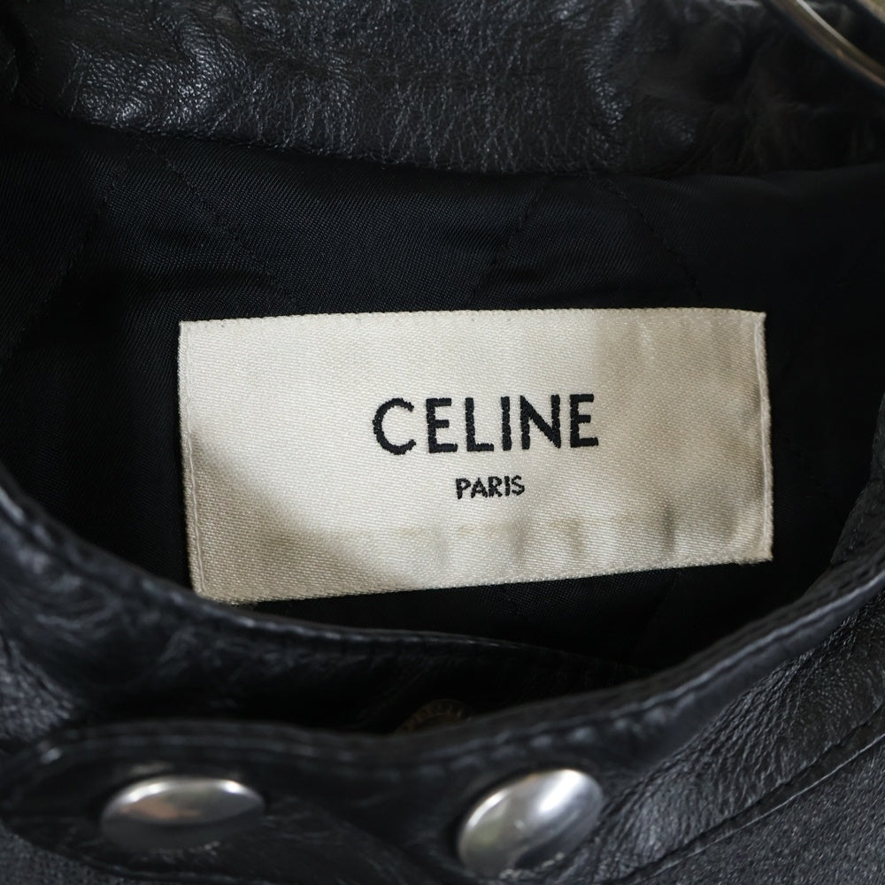 CELINE(セリーヌ) 20AW CAFE RACER JACKET カフェレーサー バイカラー レザージャケット ブラック/ブラウン 2E744280D