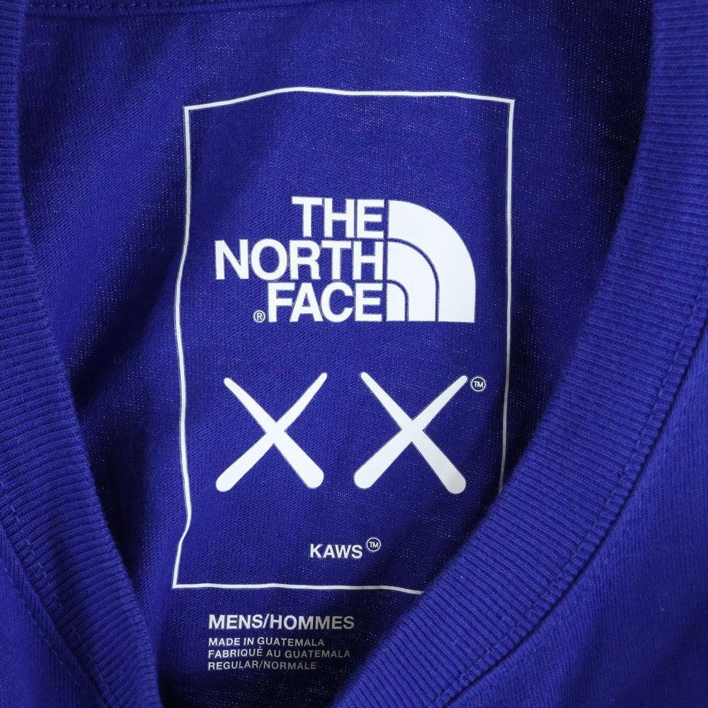 THE NORTH FACE(ザノースフェイス) ×KAWS TEE カウズ ロゴエンブロイダリー クルーネック 半袖Tシャツ カットソー ブルー 5200187090