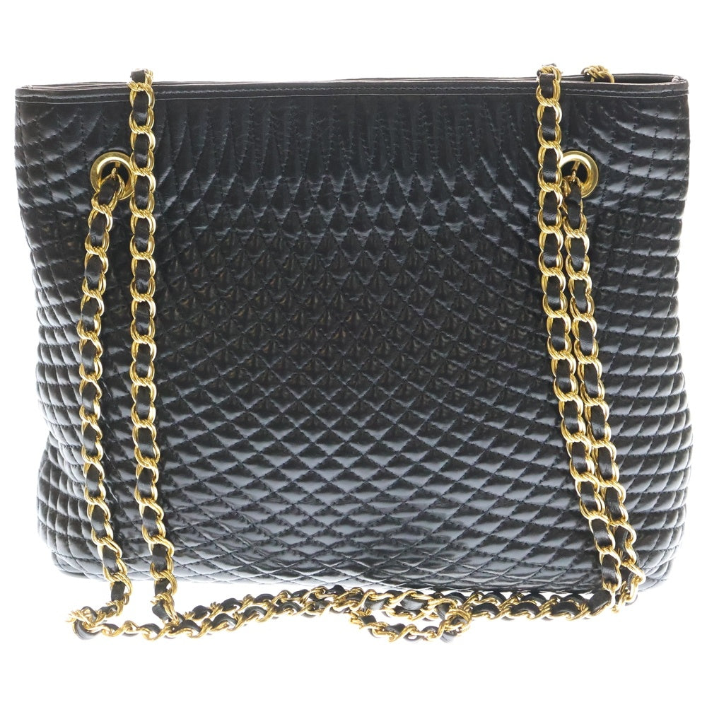 BALLY(バリー) フリンジ ストラップ キルティング レザー チェーン ショルダー バッグ レディース ブラック