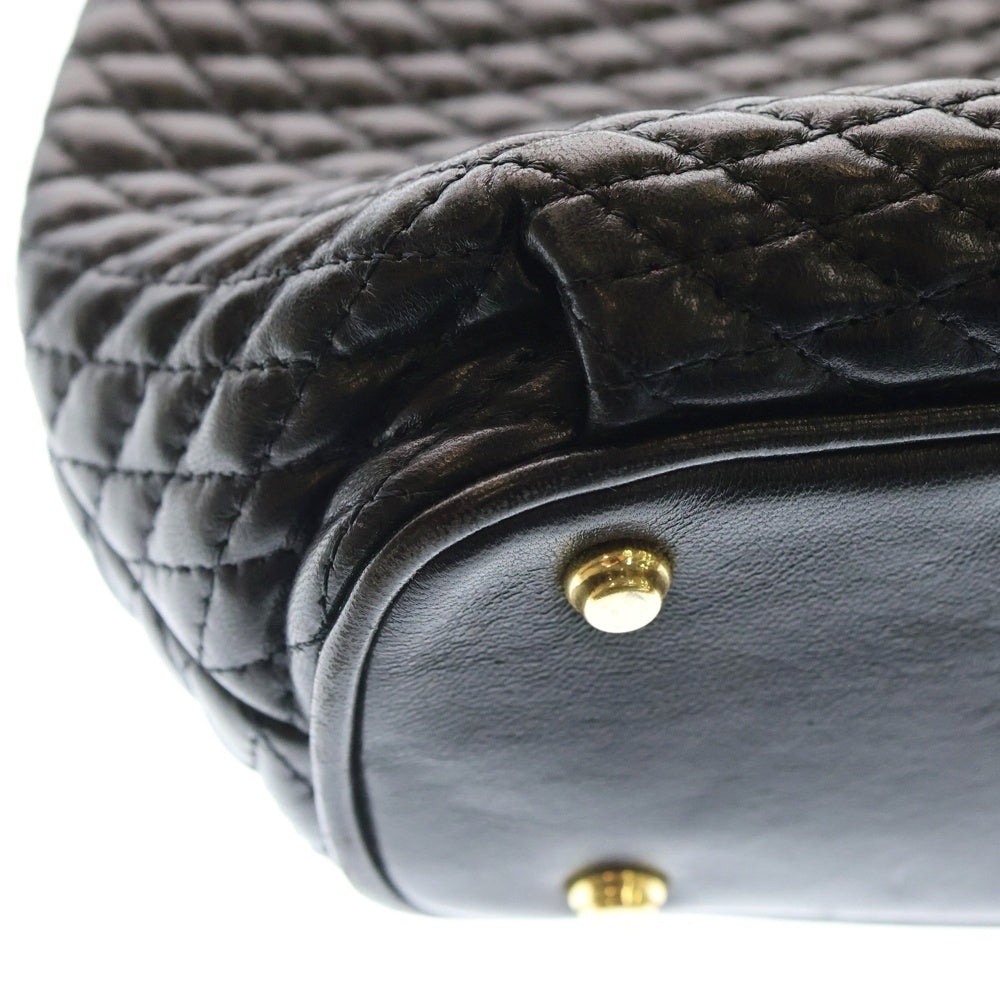 BALLY(バリー) フリンジ ストラップ キルティング レザー チェーン ショルダー バッグ レディース ブラック