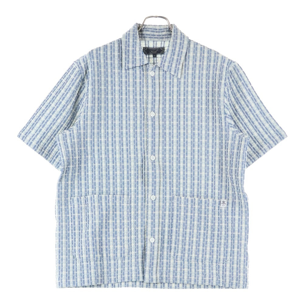 KITH(キス) 25SS Bubble Check Short Sleeve Boxy Collared Overshirt バブルチェック ボクシーシルエット オーバーサイズ 半袖 シャツ ブルー 25‐051‐060