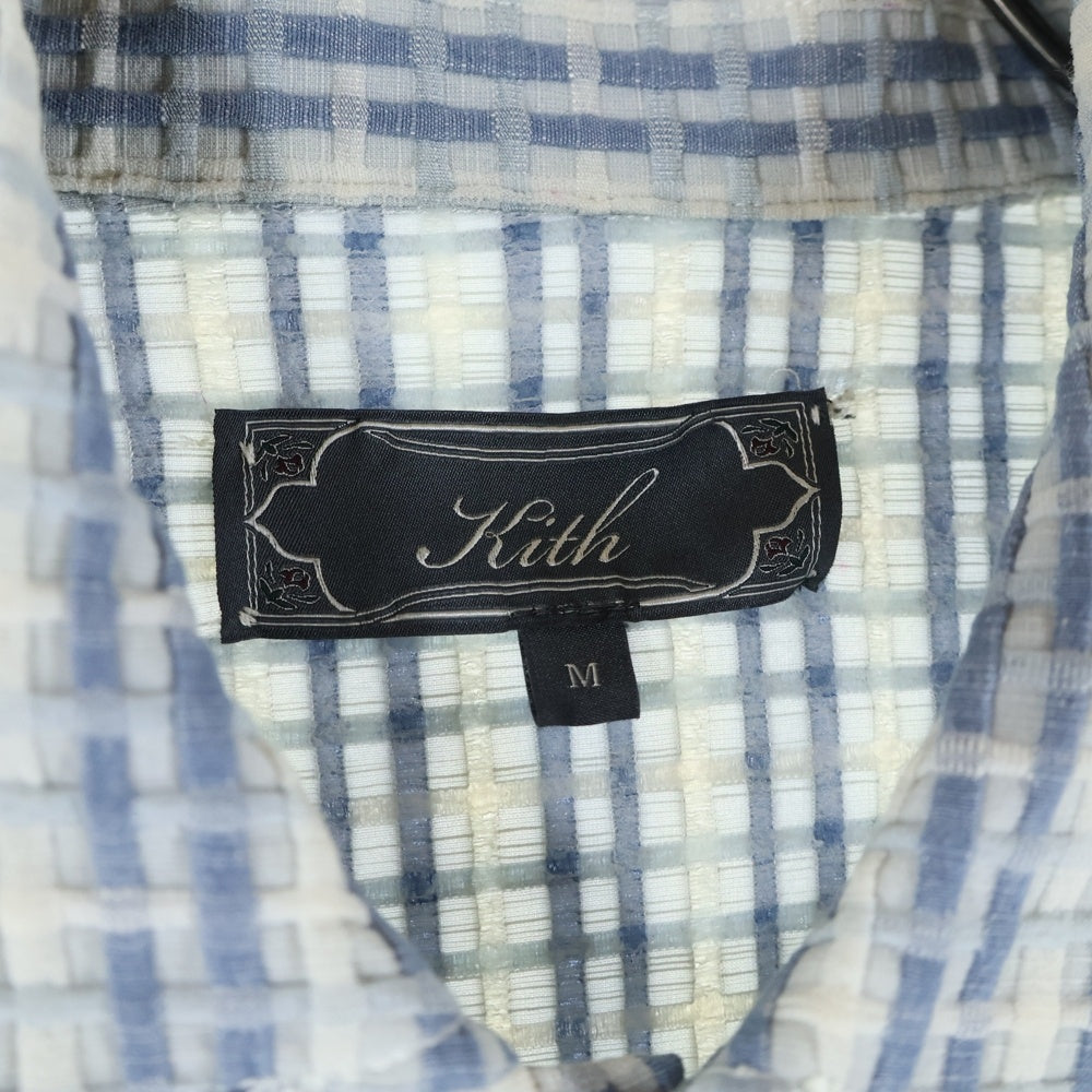 KITH(キス) 25SS Bubble Check Short Sleeve Boxy Collared Overshirt バブルチェック ボクシーシルエット オーバーサイズ 半袖 シャツ ブルー 25‐051‐060