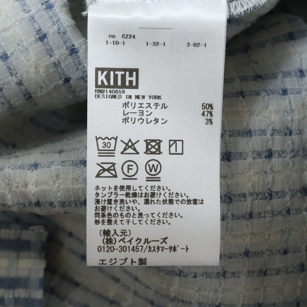 KITH(キス) 25SS Bubble Check Short Sleeve Boxy Collared Overshirt バブルチェック ボクシーシルエット オーバーサイズ 半袖 シャツ ブルー 25‐051‐060