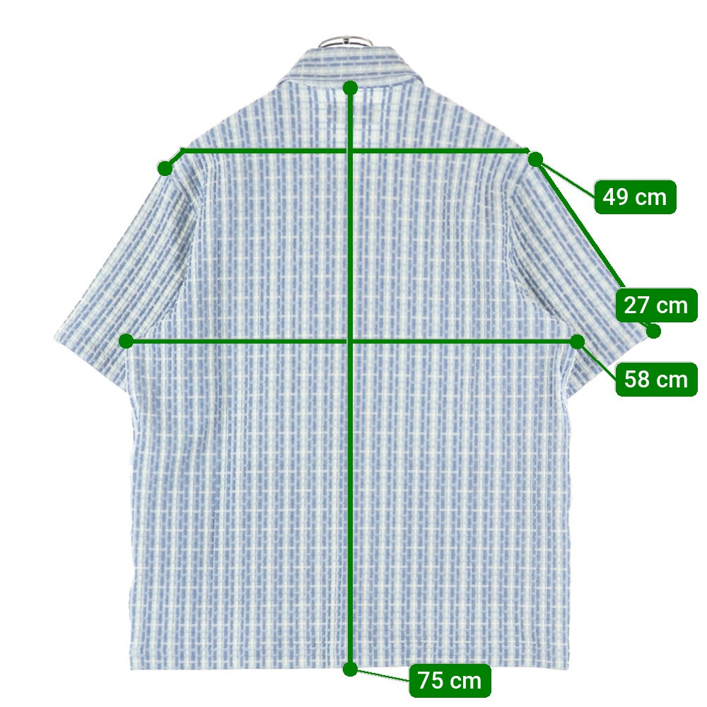 KITH(キス) 25SS Bubble Check Short Sleeve Boxy Collared Overshirt バブルチェック ボクシーシルエット オーバーサイズ 半袖 シャツ ブルー 25‐051‐060