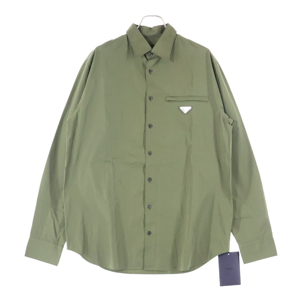 PRADA(プラダ) トライアングル ロゴ 三角プレート 長袖 シャツ カーキ UCN549 S000