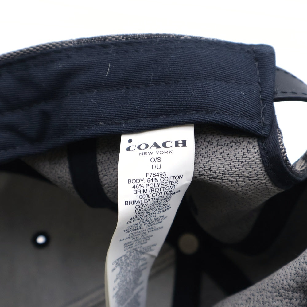 COACH(コーチ) シグネチャーロゴ 5パネル レザーキャップ ブラウン/ブラック F78493