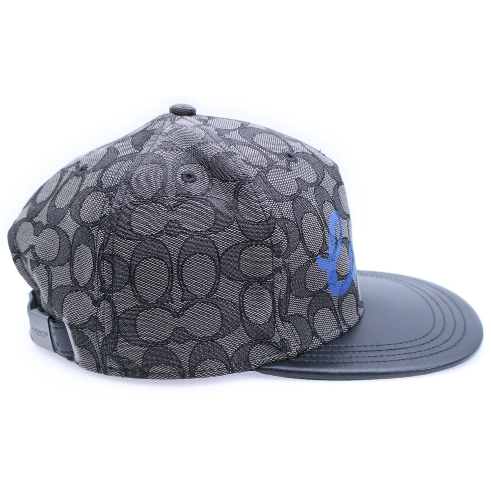 COACH(コーチ) シグネチャーロゴ 5パネル レザーキャップ ブラウン/ブラック F78493