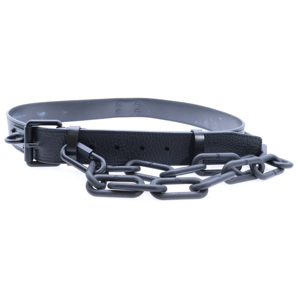 LOUIS VUITTON(ルイヴィトン) SUN TULLE SIGNATURE CHAIN BELT サン チュール シグネチャー チェーン レザーベルト ブラック MP058