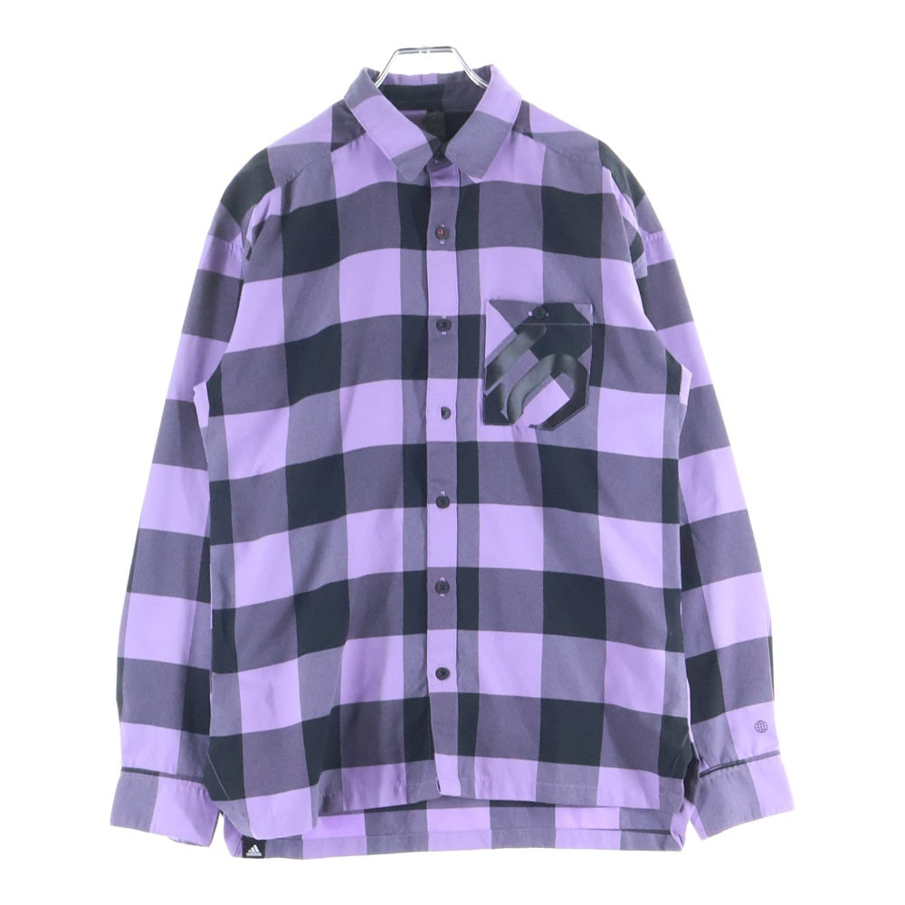 adidas(アディダス) チェック柄 ロングスリーブ レギュラーカラーシャツ パープル/ブラック HS8914