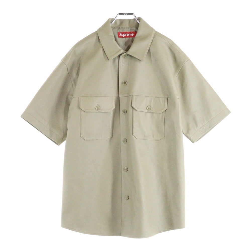 SUPREME(シュプリーム) 23AW S/S Leather Work Shirt ショートスリーブ 半袖 レザーワークシャツ ベージュ
