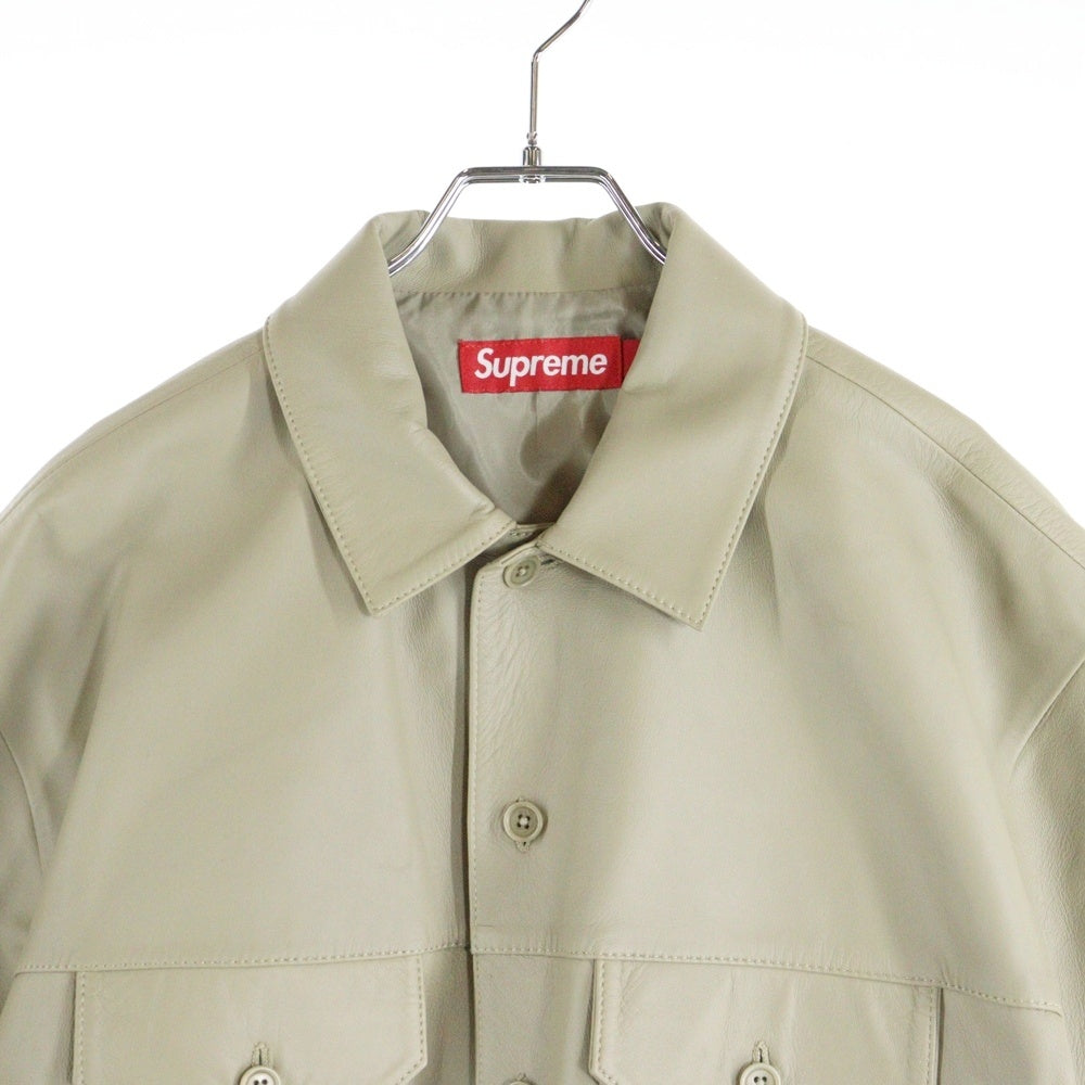 SUPREME(シュプリーム) 23AW S/S Leather Work Shirt ショートスリーブ 半袖 レザーワークシャツ ベージュ